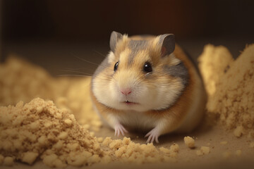 Realistic Hamster animal dark background image Ai generated art
