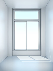 white empty room with window, 3d rendering