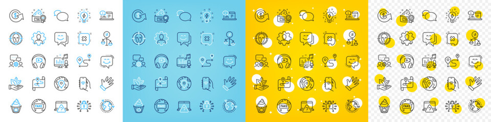 Vector icons set of Dollar exchange, Outsourcing and Face detect line icons pack for web with Map, Online question, Online documentation outline icon. Security lock, Professional. Vector