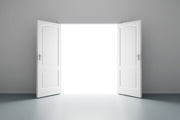 3d rendering the empty white room with opened door