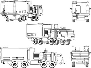 Vector illustration cartoon sketch of missile carrier russian combat vehicle