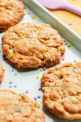 Homemade funfetti cookies on a plate