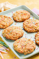 Homemade funfetti cookies on a plate