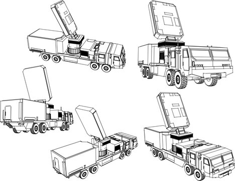 Vector illustration cartoon sketch of missile reader combat vehicle