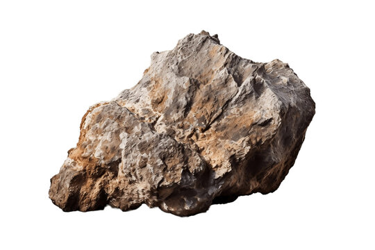 Mountain Boulder Rock with Clay Ore on transparent Background in Natural Environment.