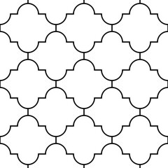 Seamless pattern. Ogee ornament. Oriental traditional ornamentation with repeated rounded shapes. Window tracery wallpaper. Grid motif. Digital paper, textile print, web design. Vector art image.