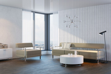 Obraz na płótnie Canvas modern design of living room, 3d rendering