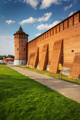 Fototapeta na wymiar defensive wall and tower of the Kolomna Kremlin, Russia