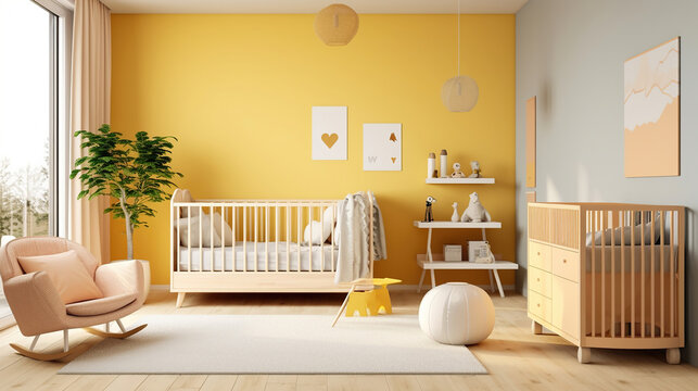 Modern baby room interior. Generative Ai