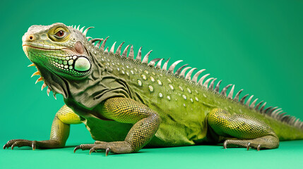 Obraz premium Green iguana, also known as the American iguana. Generative Ai