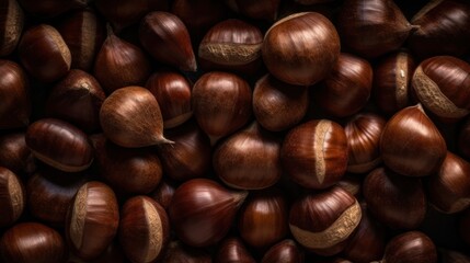 Chestnut top view background close up