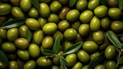 Top down view of green olives background