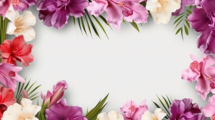 Gladiolus flowers border decor banner with free copy space