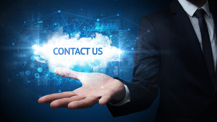 Hand of Businessman holding motivational message
