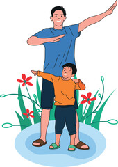 Father's Day  Son And Dad Cute Illustration