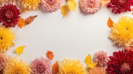 frame made of Chrysanthemum flowers with free copy space