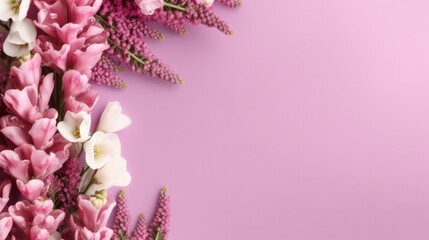 banner background with foxglove and decor on the edges - obrazy, fototapety, plakaty
