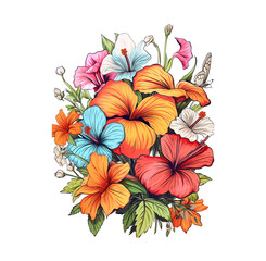 bouquet of flowers on a transparent background. AI generator