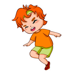 Cute kawaii red-haired boy and colorful clothes design element for world children's day, school