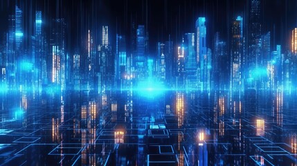 Obraz premium holographic technology city