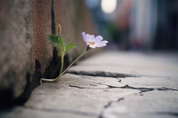 flower blooming from cracked concreate 