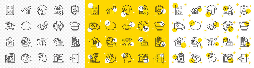 Obraz premium Outline Coffee maker, Demand curve and Macadamia nut line icons pack for web with Honeymoon cruise, Share idea, No parking line icon. Fingerprint access, Market, Shield pictogram icon. Vector