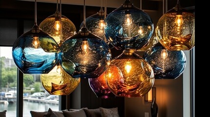 Unique glass blown light fixtures. AI generated