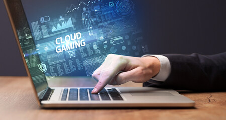 Businessman working on laptop concept