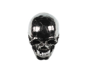 shiny metallic skull isolated on white background
