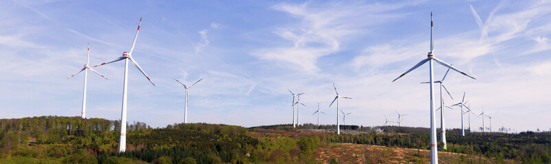 Fototapeta na wymiar a modern wind turbine park from above panorama