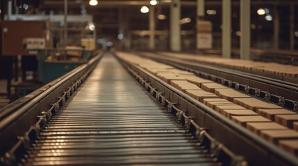 Fototapeta na wymiar The seamless flow of goods on the conveyor belt. AI generated
