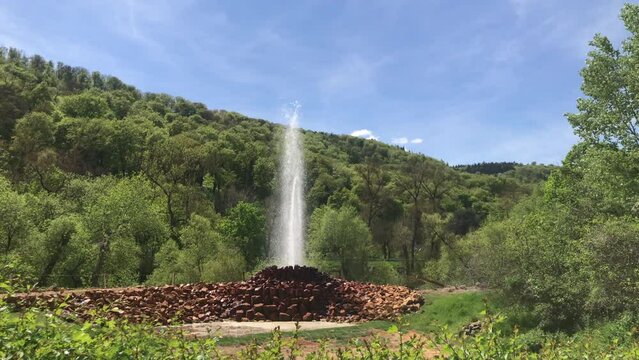 erupting cold-water geyser in Andernach, Germany