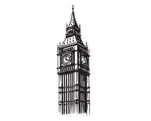 Big Ben Tower of London, hand drawn illustrations, vector.	
 - obrazy, fototapety, plakaty
