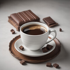 Cup of coffee with chocolate bars. Generative AI