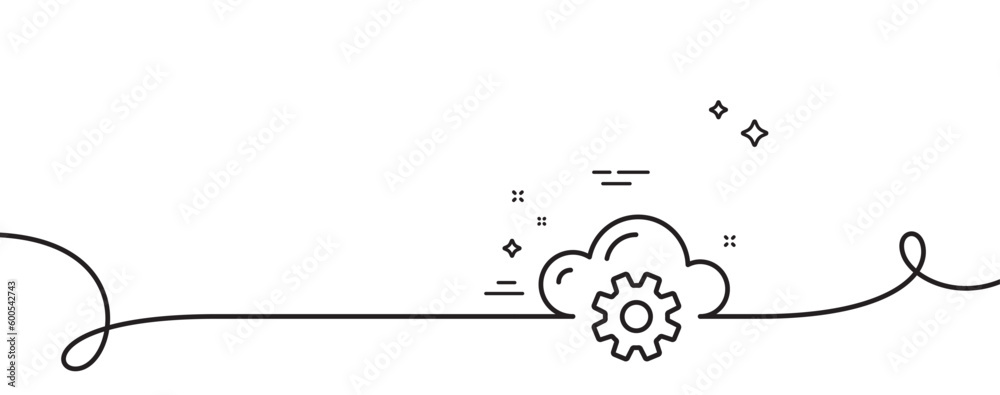 Aufkleber cloud computing process line icon. continuous one line with curl. internet data storage sign. file h