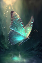 butterfly on the water (AI generated - FREE copyright)