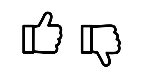 Thumbs up, thumbs down, like, dislike vector icon