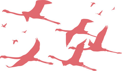 Vector illustration of a flock of pink flamingos - 600545772