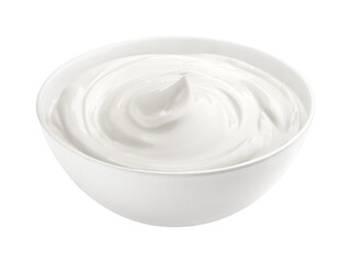 sour cream, mayonnaise, yogurt, isolated on white background, full depth of field