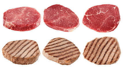 beef steak, meat, isolated on white background, full depth of field