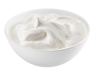 sour cream, mayonnaise, yogurt, isolated on white background, full depth of field