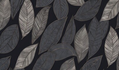  a black and white photo of leaves on a black background.  generative ai