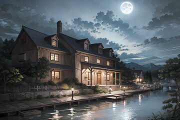 Fototapeta premium Stunning Nighttime Landscapes: Capturing the Beauty of Nature, Fantasy, and Abstract Art in Ultra-Detailed Quality