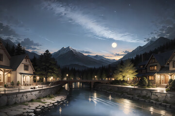 Fototapeta premium Stunning Nighttime Landscapes: Capturing the Beauty of Nature, Fantasy, and Abstract Art in Ultra-Detailed Quality