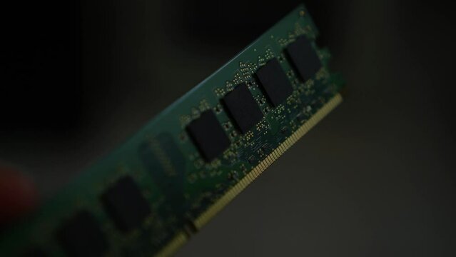 ram memory close-up with light