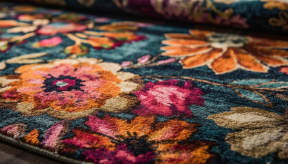 Obraz premium Multi colored kilim rug, woven with ornate design generated by AI