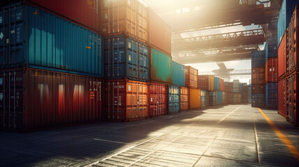 Fototapeta premium Freight containers, Generative AI