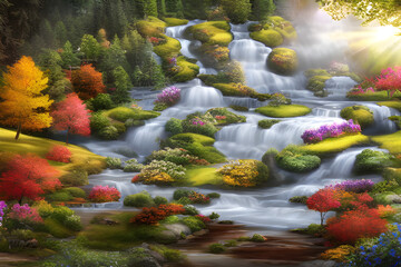 Obraz na płótnie Canvas Environmental Beautiful Place by AI Generator