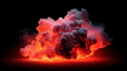 Glowing Abstract 3d Colorful Red Clouds Background. High Detail. 3D Amorphous Multi Color Cloud. 
