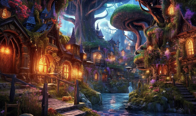 mystisches Dorf in einer magischen Welt